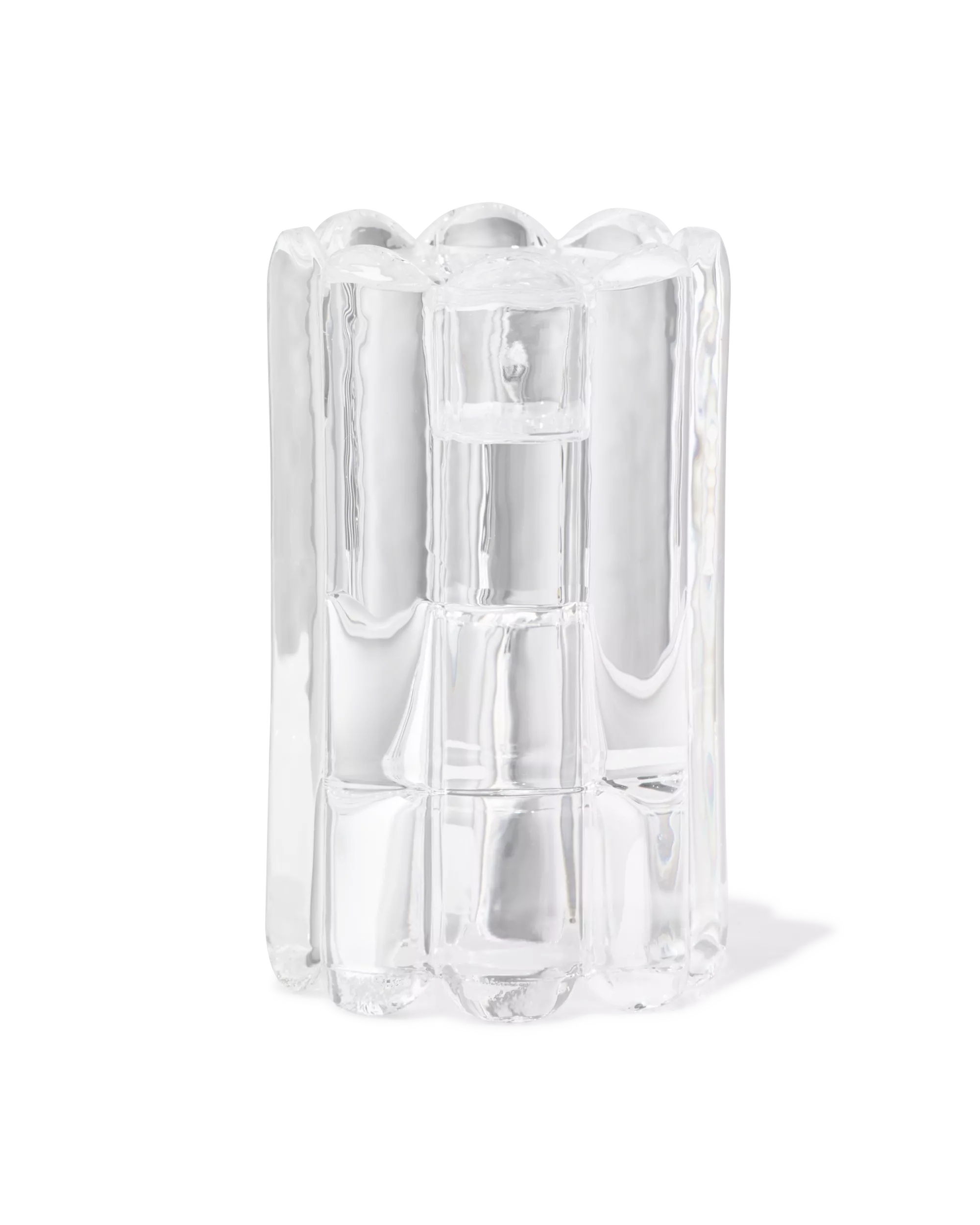 bougeoir S verre nervuré transparent