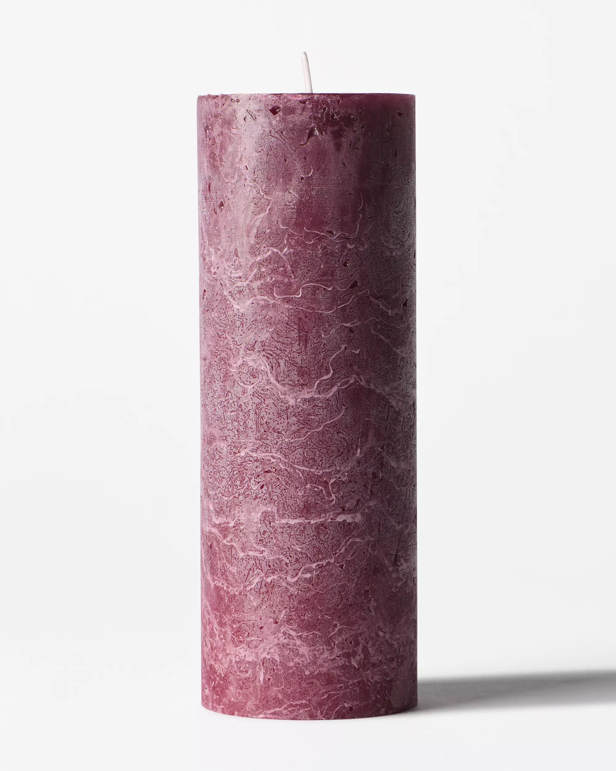 bougie cylindrique ⌀7x19 cm rustique aubergine