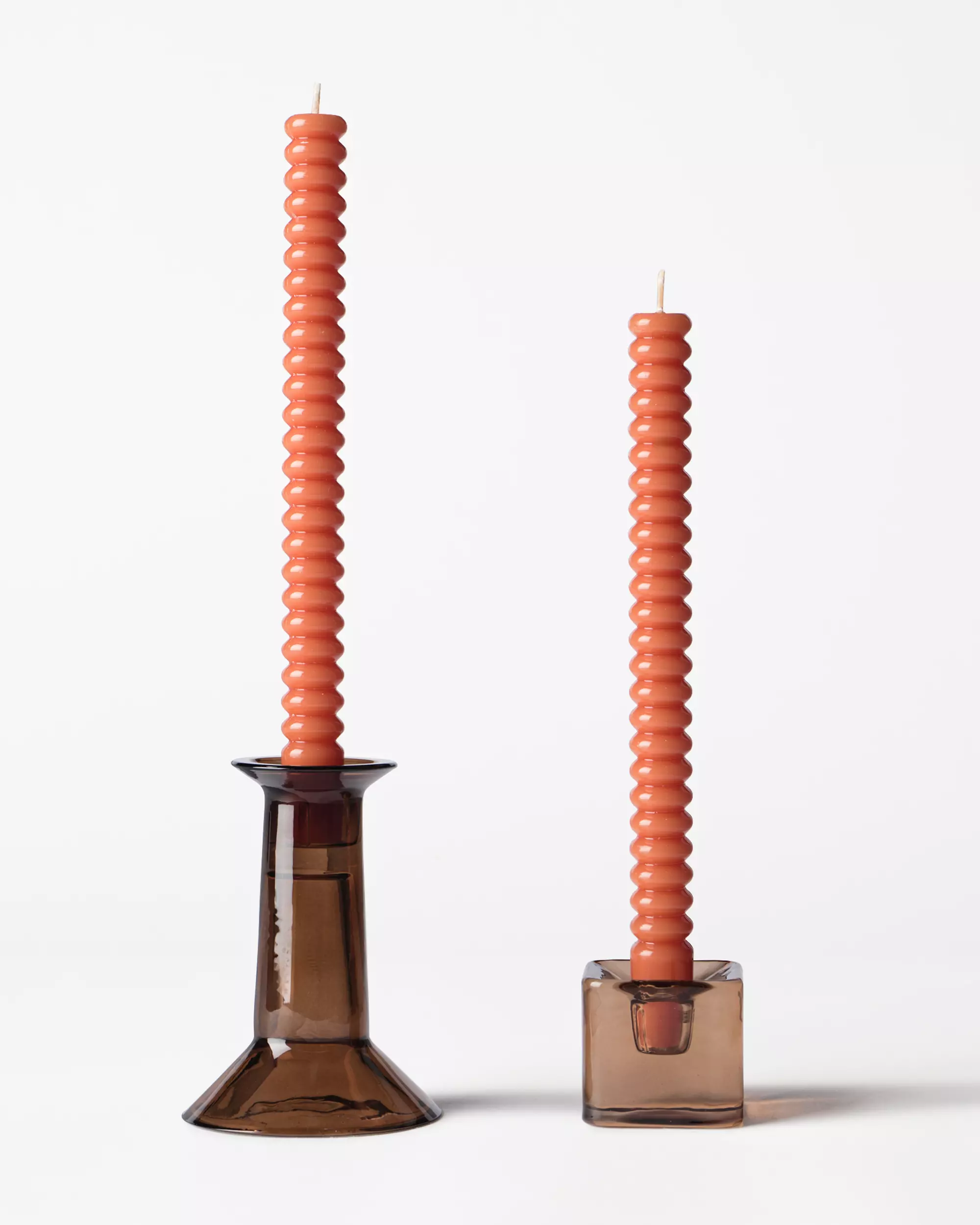 bougies longues ⌀2,2 x 25 cm nervurée orange foncé - lot de 2