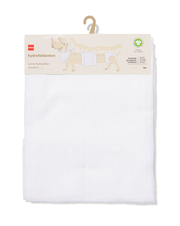 langes hydrophiles 60x60 blancs - 4 pi&egrave;ces - 33345930 - HEMA