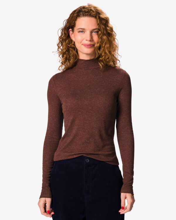 dames T-shirt bruin bruin - 36215180BROWN - HEMA