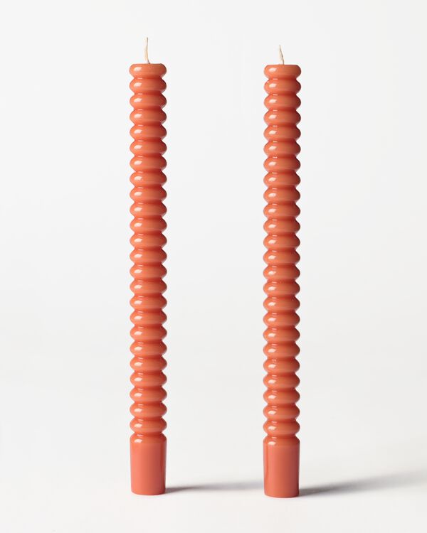 bougies longues ⌀2,2 x 25 cm nervur&eacute;e orange fonc&eacute; - lot de 2 - 13506211 - HEMA