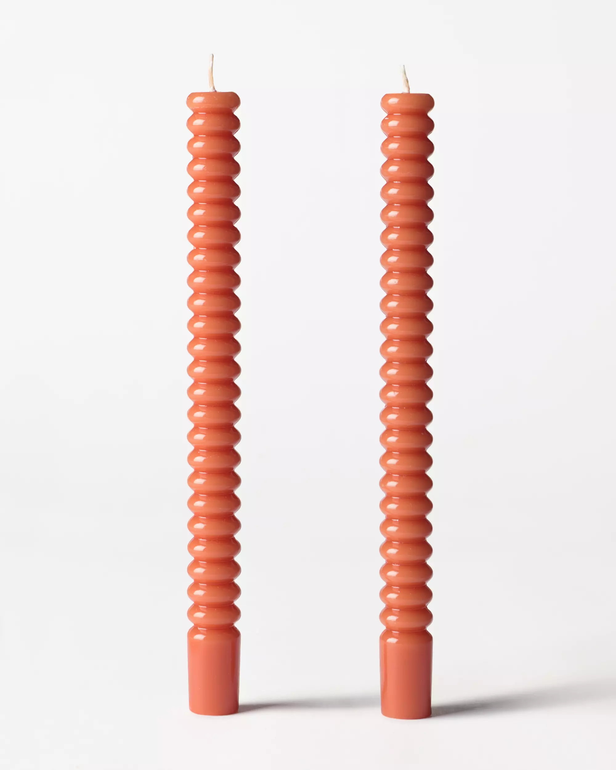 bougies longues ⌀2,2 x 25 cm nervurée orange foncé - lot de 2