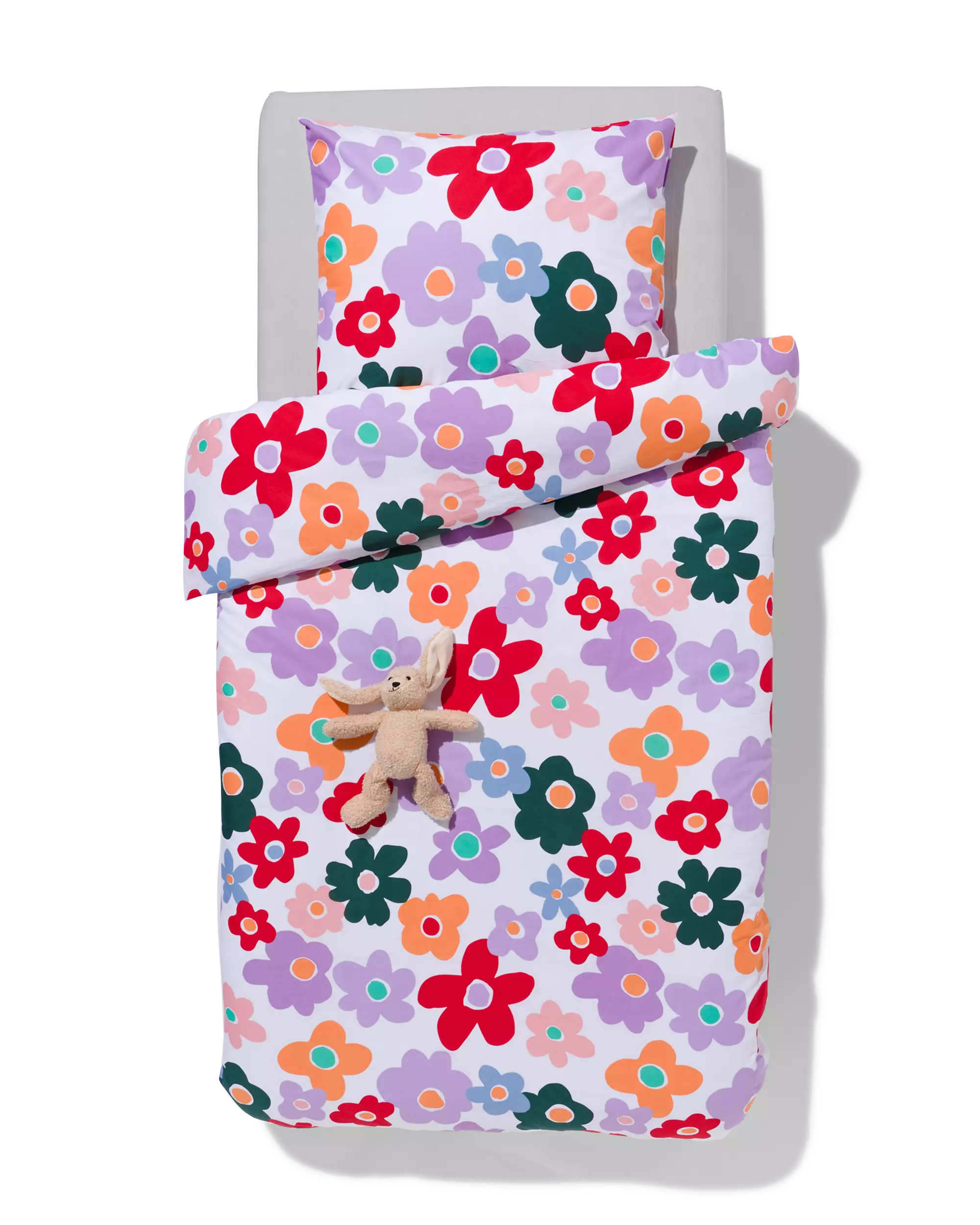 housse de couette coton doux enfant 140x200 fleurs