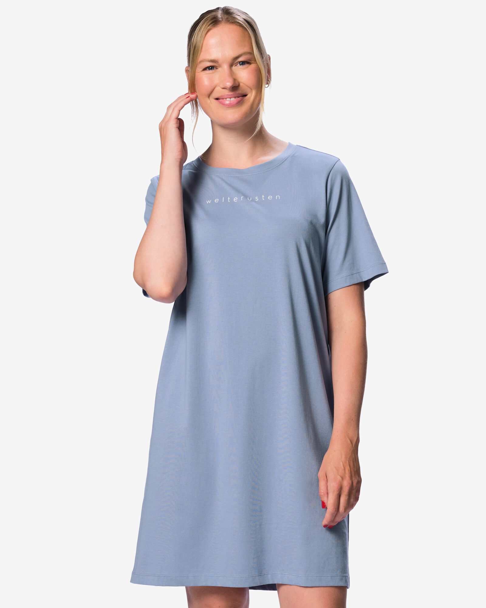 chemise de nuit femme coton bonne nuit bleu bleu - 23401822BLUE - HEMA