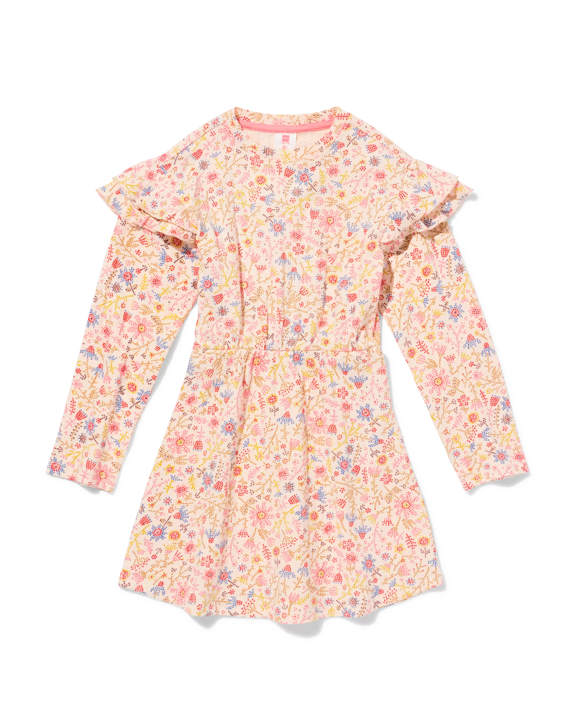 kinderjurk A-lijn rib bloemen