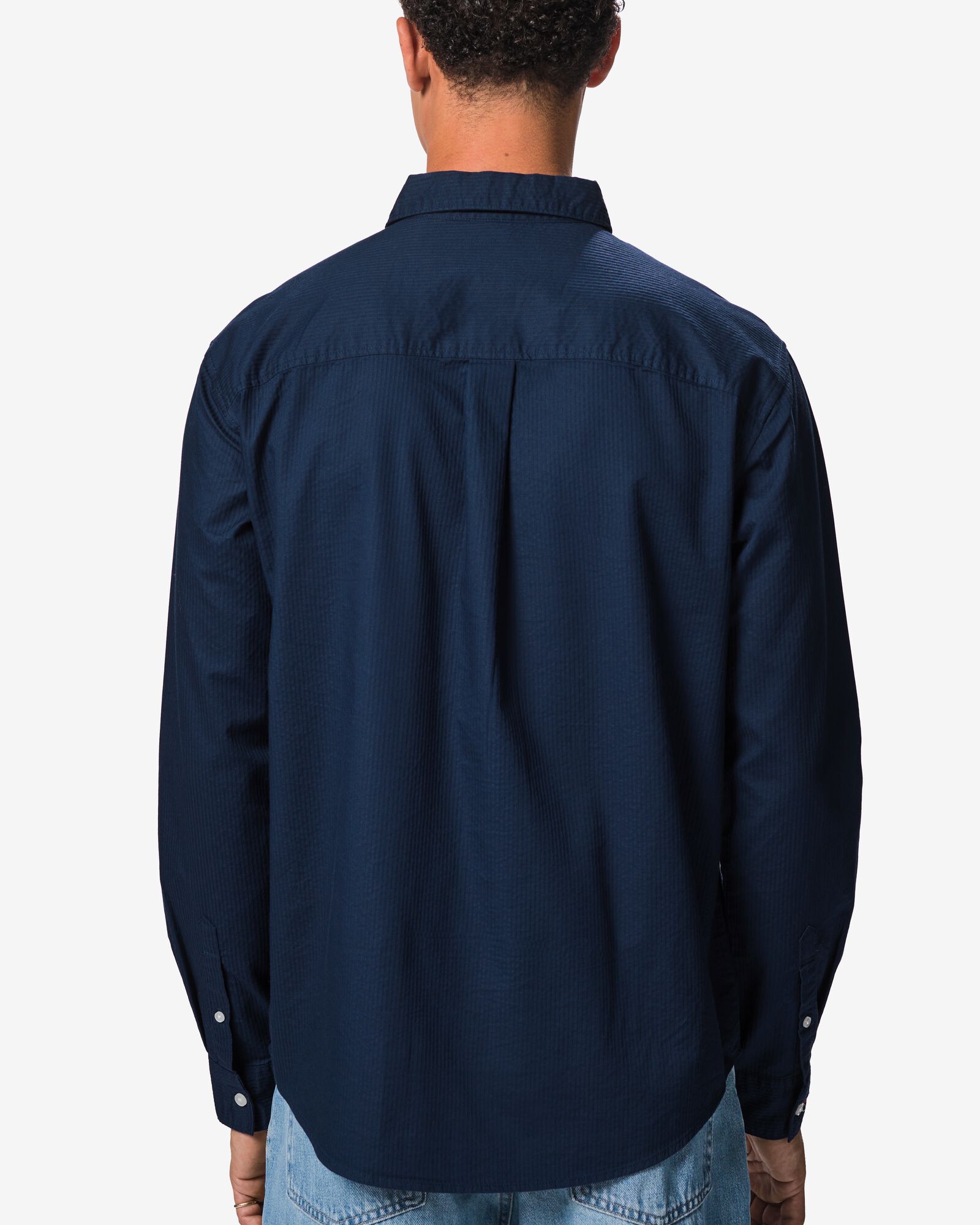 chemise homme Maurice seersucker bleu fonc&eacute; bleu fonc&eacute; - 2140240DARKBLUE - HEMA