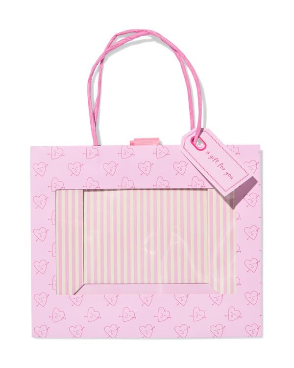 sac cadeau 22 x 26,5 cm avec fen&ecirc;tre c&oelig;urs - 61102581 - HEMA