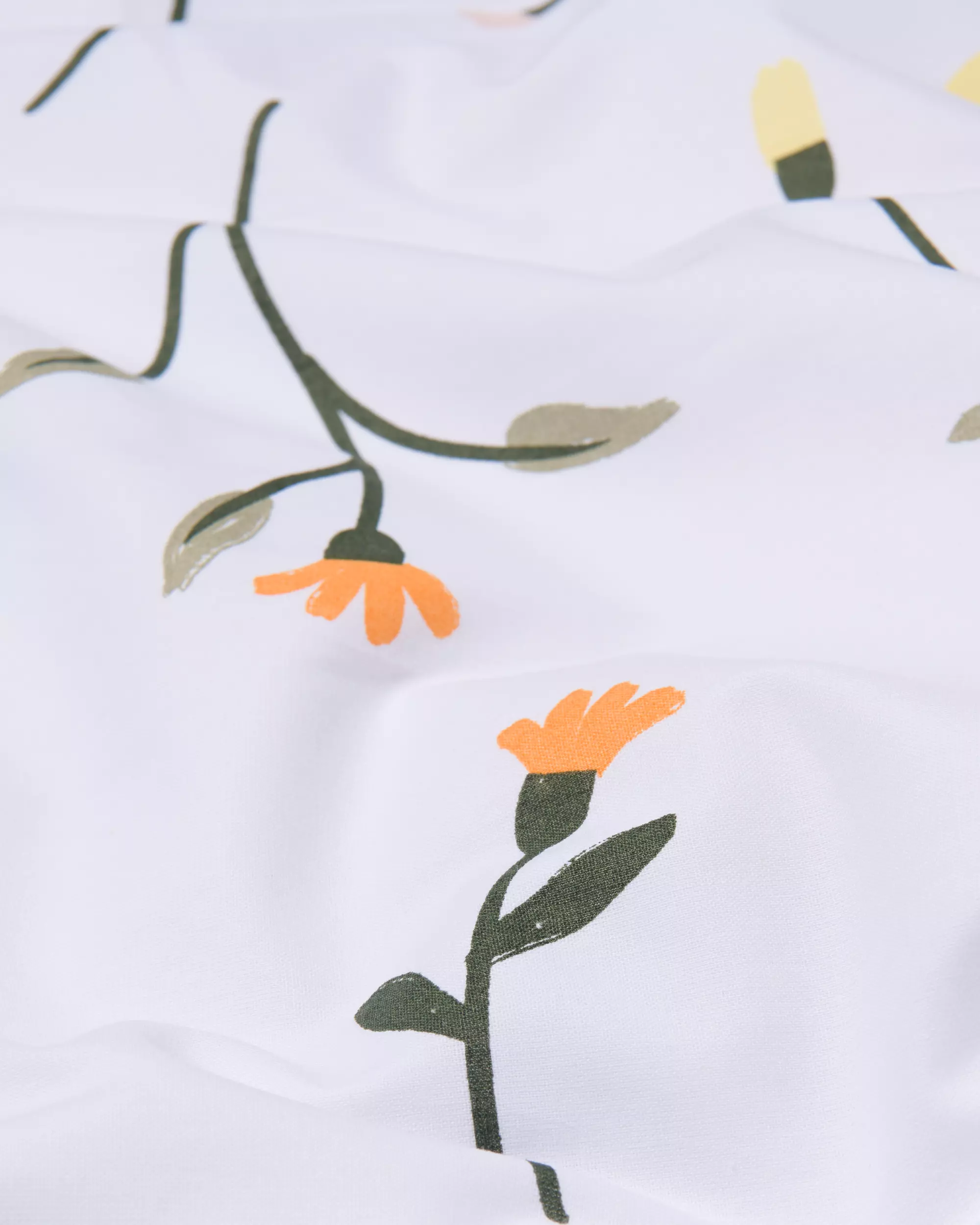 housse de couette 240x200/220cm coton doux motif fleurs sauvages blanc