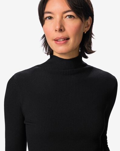 damestrui Louisa rib zwart zwart - 36216030BLACK - HEMA