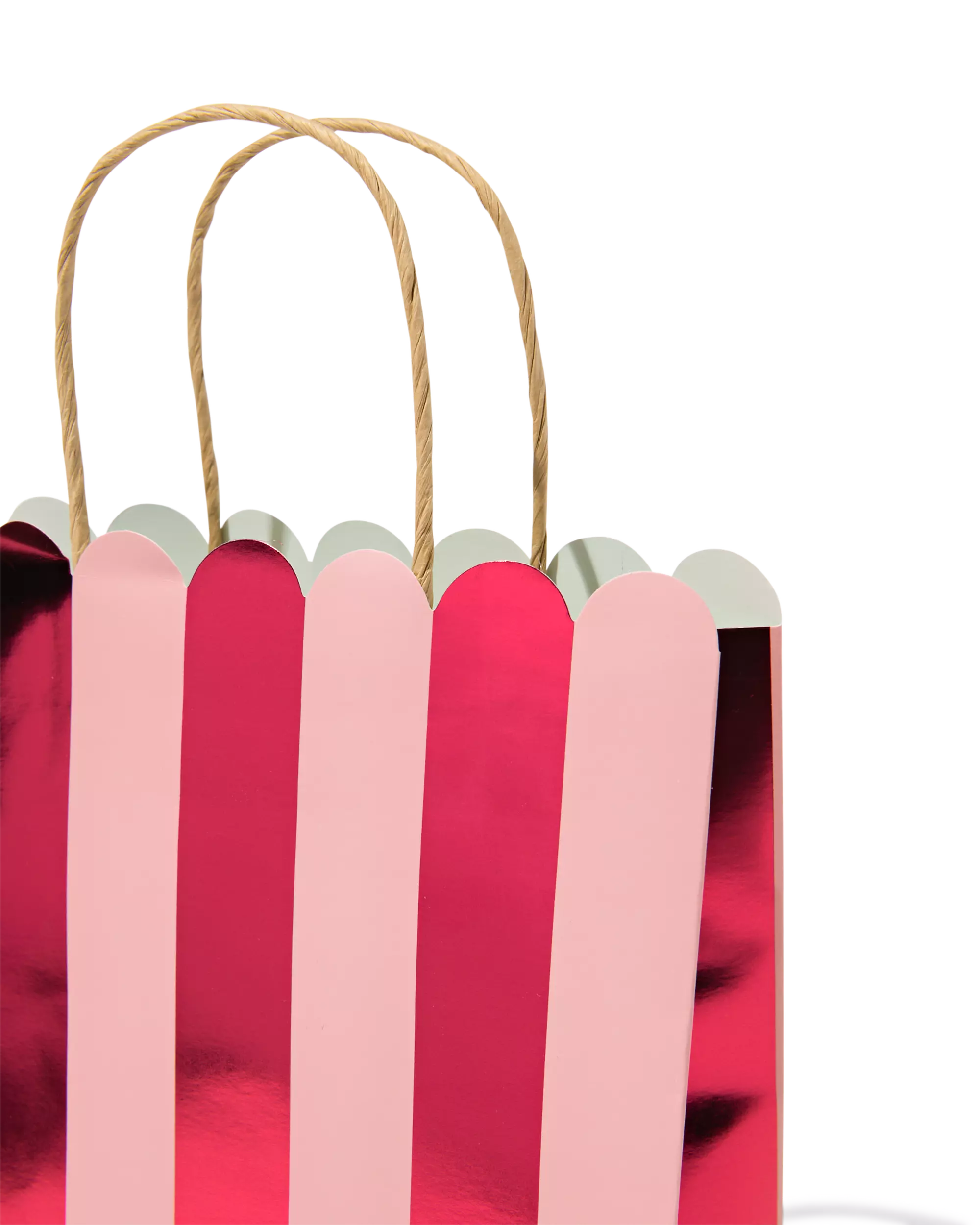 Geschenktüte M, 29 × 18 cm, gestreift, Rosa und Weinrot