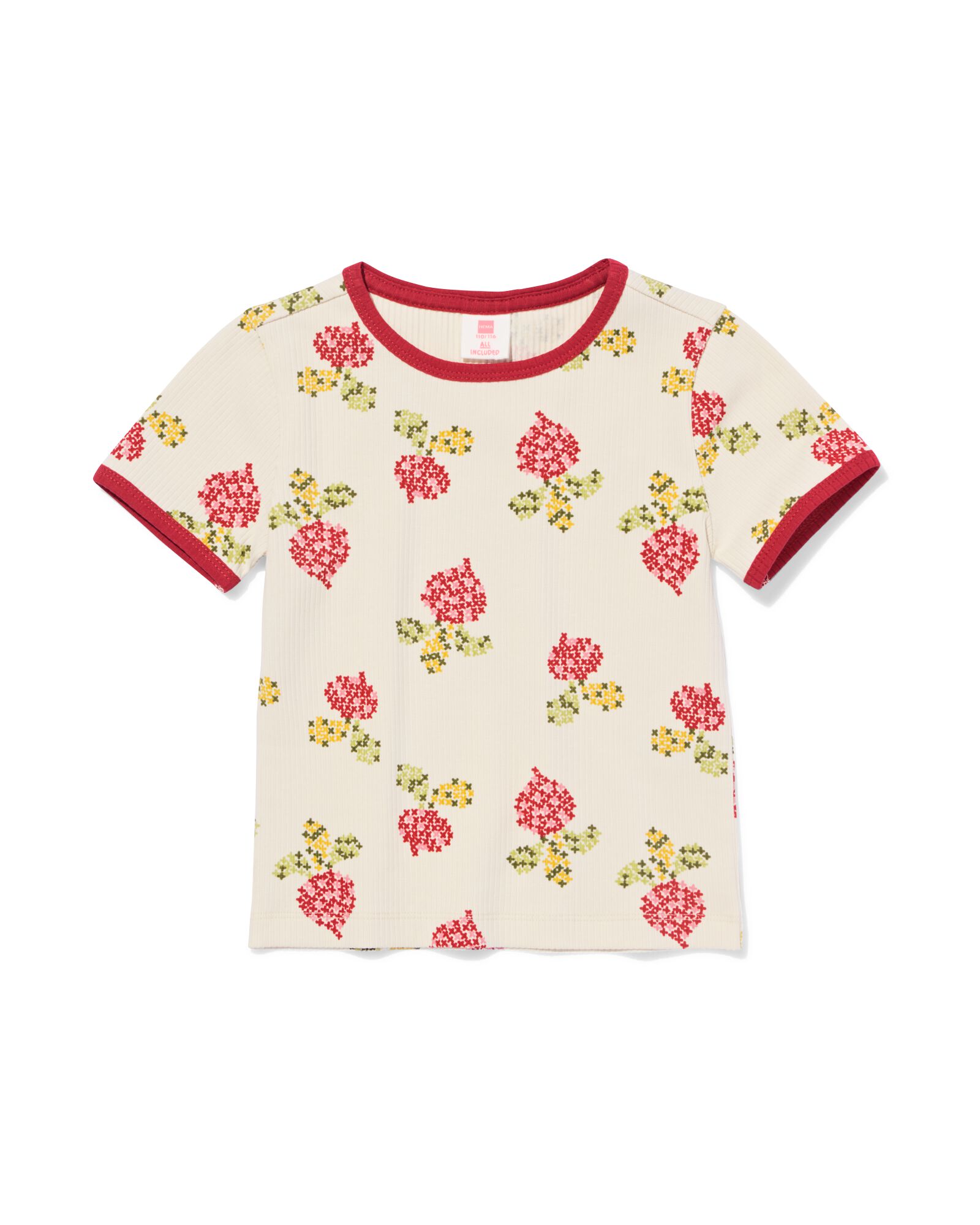 t-shirt enfant fleurs &eacute;cru &eacute;cru - 30872648ECRU - HEMA