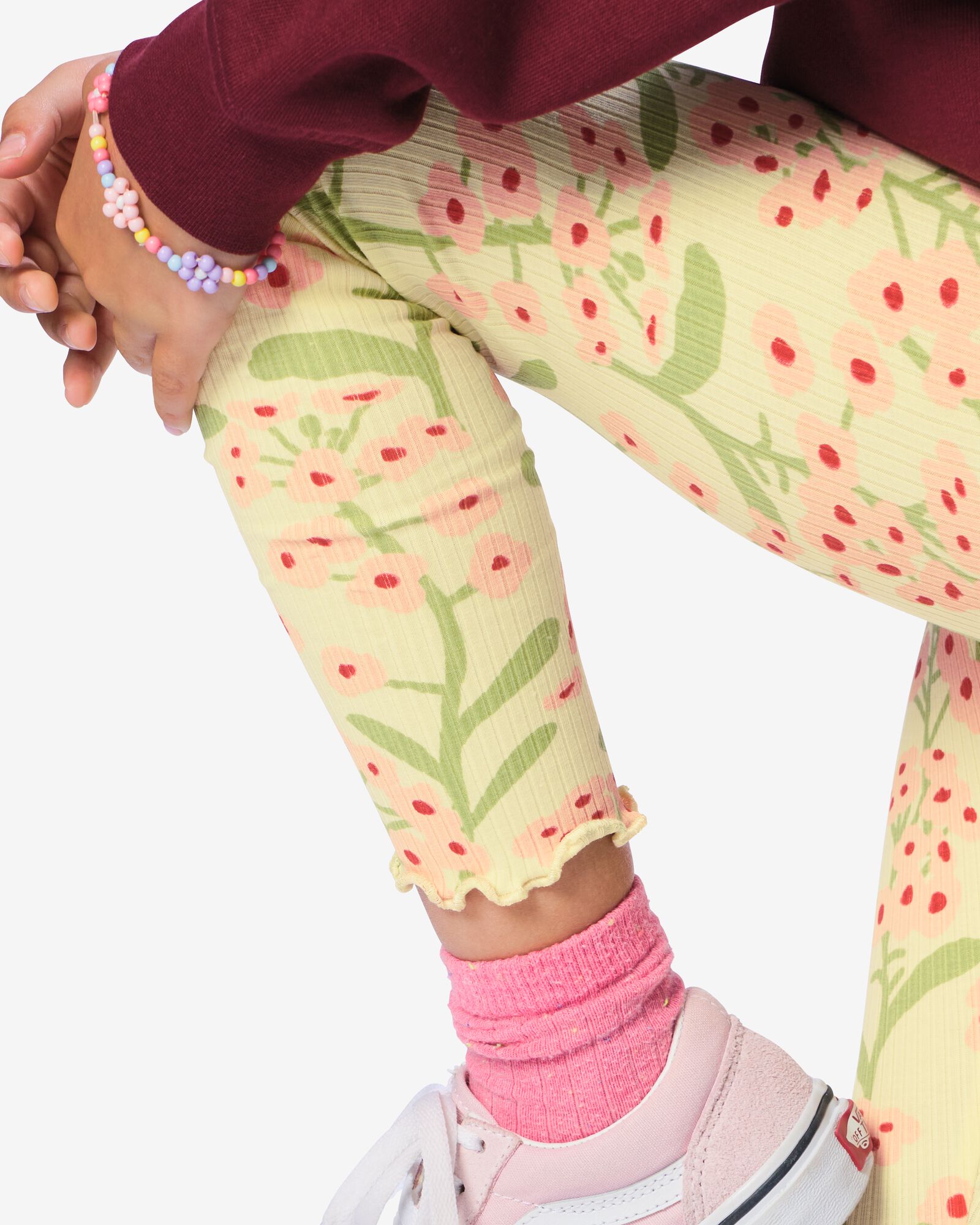 leggings enfant coupe classique c&ocirc;tel&eacute; fleurs - lot de 2 rose p&acirc;le rose p&acirc;le - 30829402LIGHTPINK - HEMA