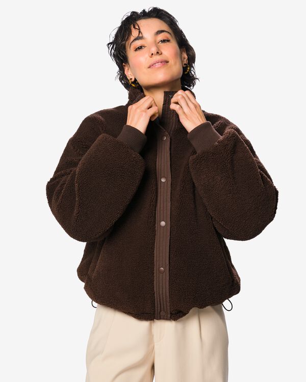 Wendbare Damenjacke aus Teddystoff  braun braun - 36212360BROWN - HEMA