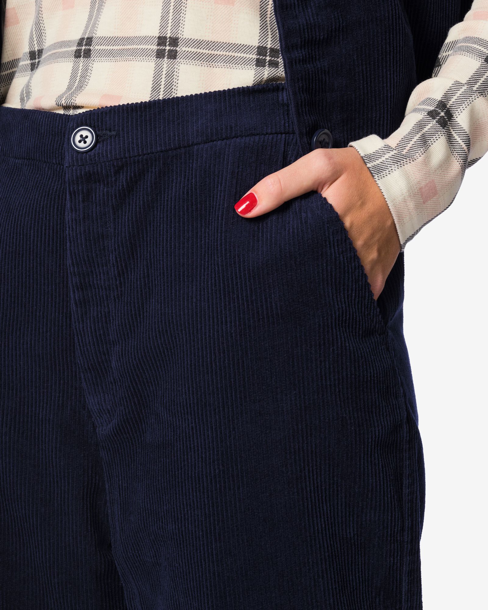 Damenhose Bodi, weites Bein, mit Rippenstruktur dunkelblau dunkelblau - 36215150DARKBLUE - HEMA