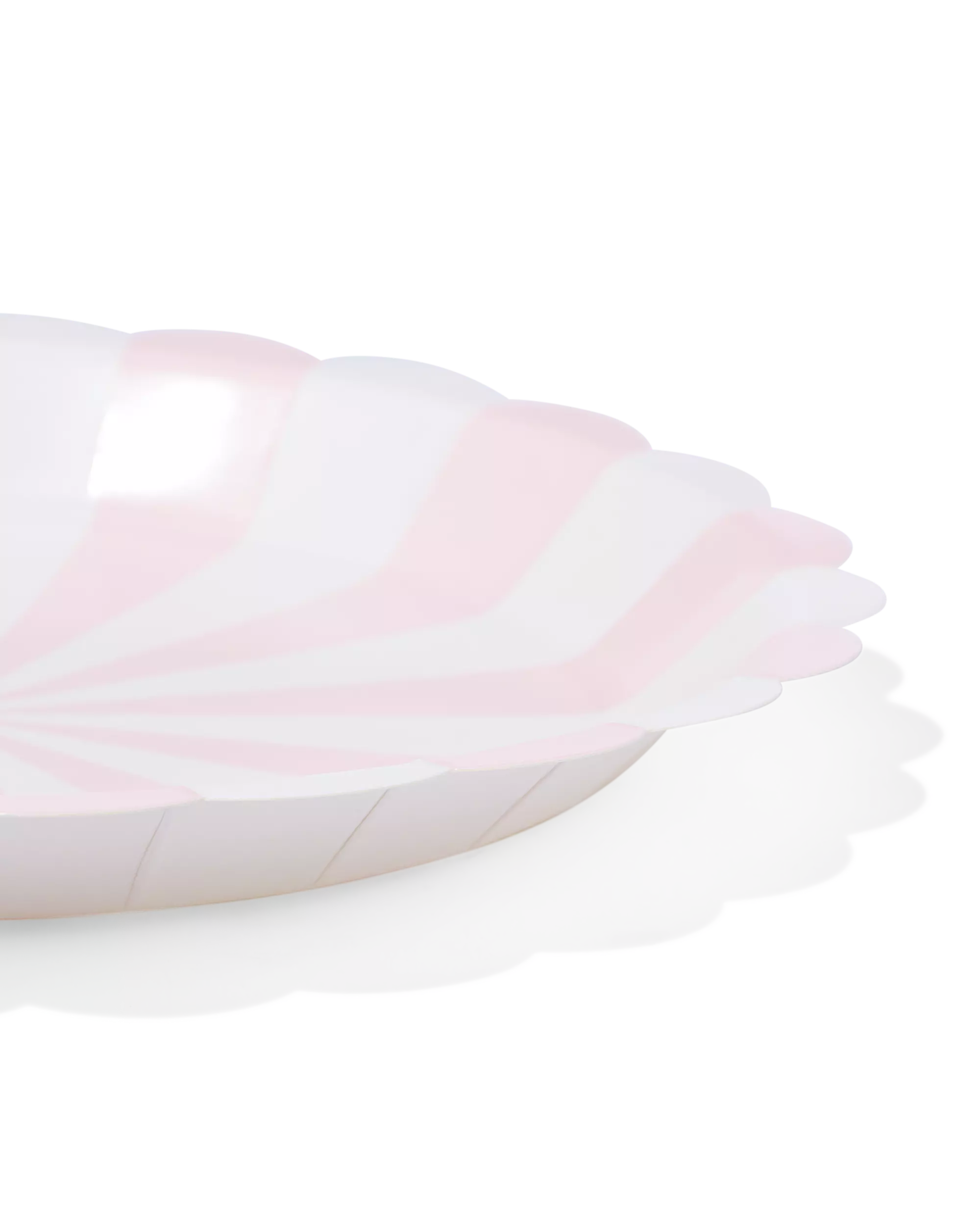 assiettes carton rose clair rayées - 8 pièces