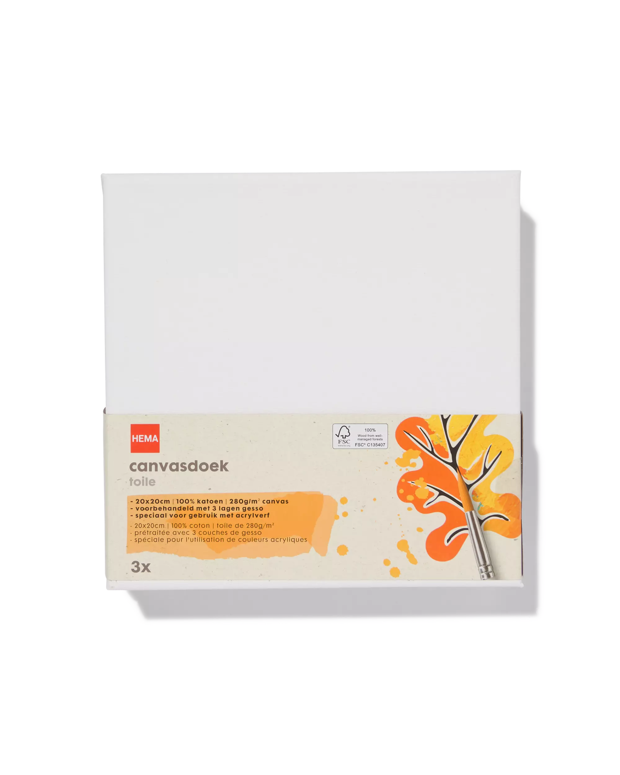 3 toiles de peinture 280 g/m2 20x20