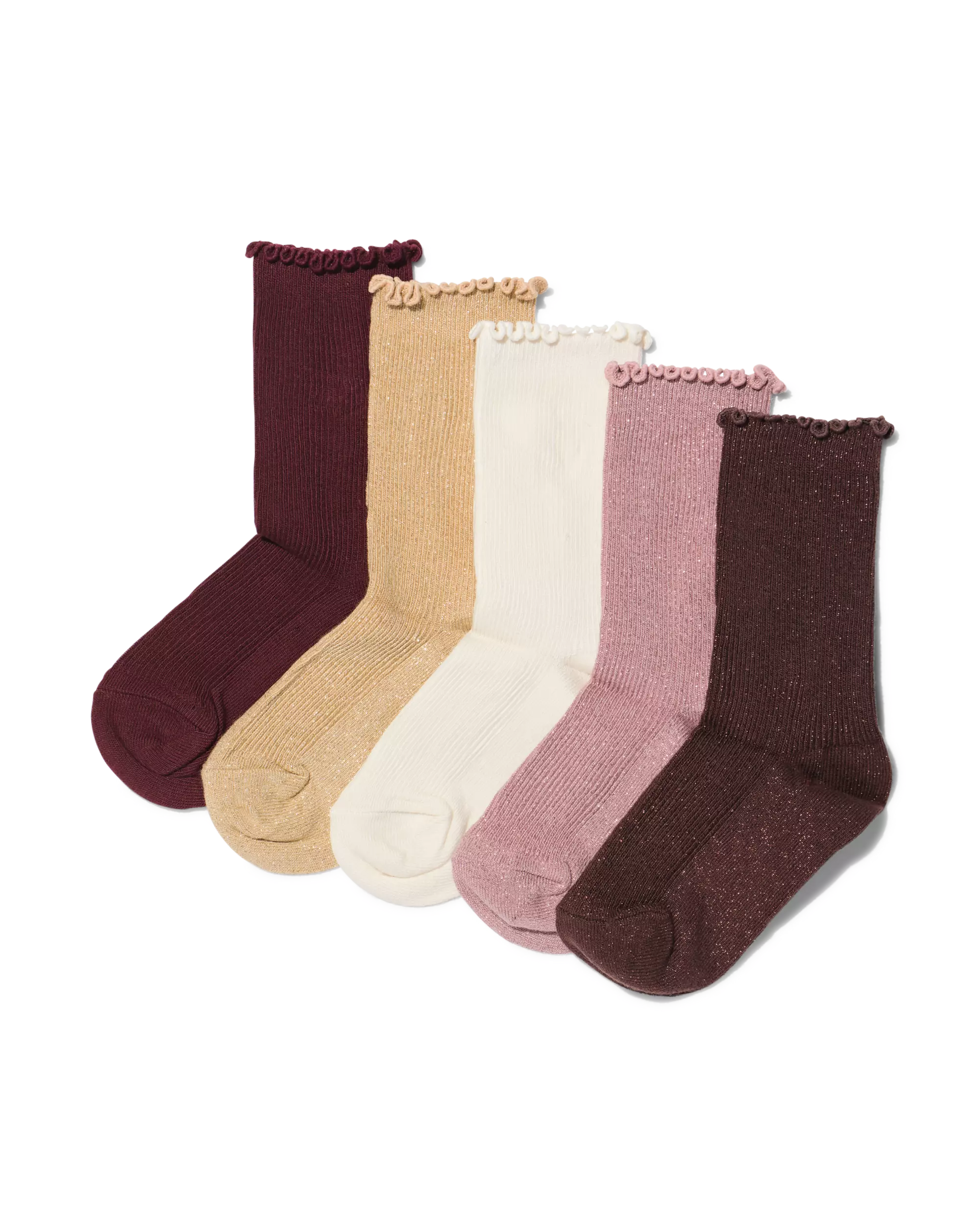 kindersokken rib glitter - 5 paar