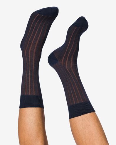 herensokken rib donkerblauw donkerblauw - 4151060DARKBLUE - HEMA