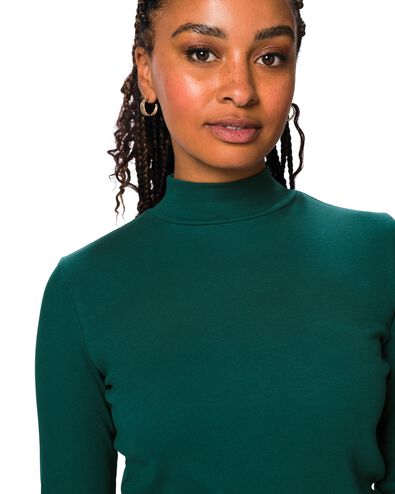 dames T-shirt Clara regular fit rib zeegroen zeegroen - 36306420SEAGREEN - HEMA