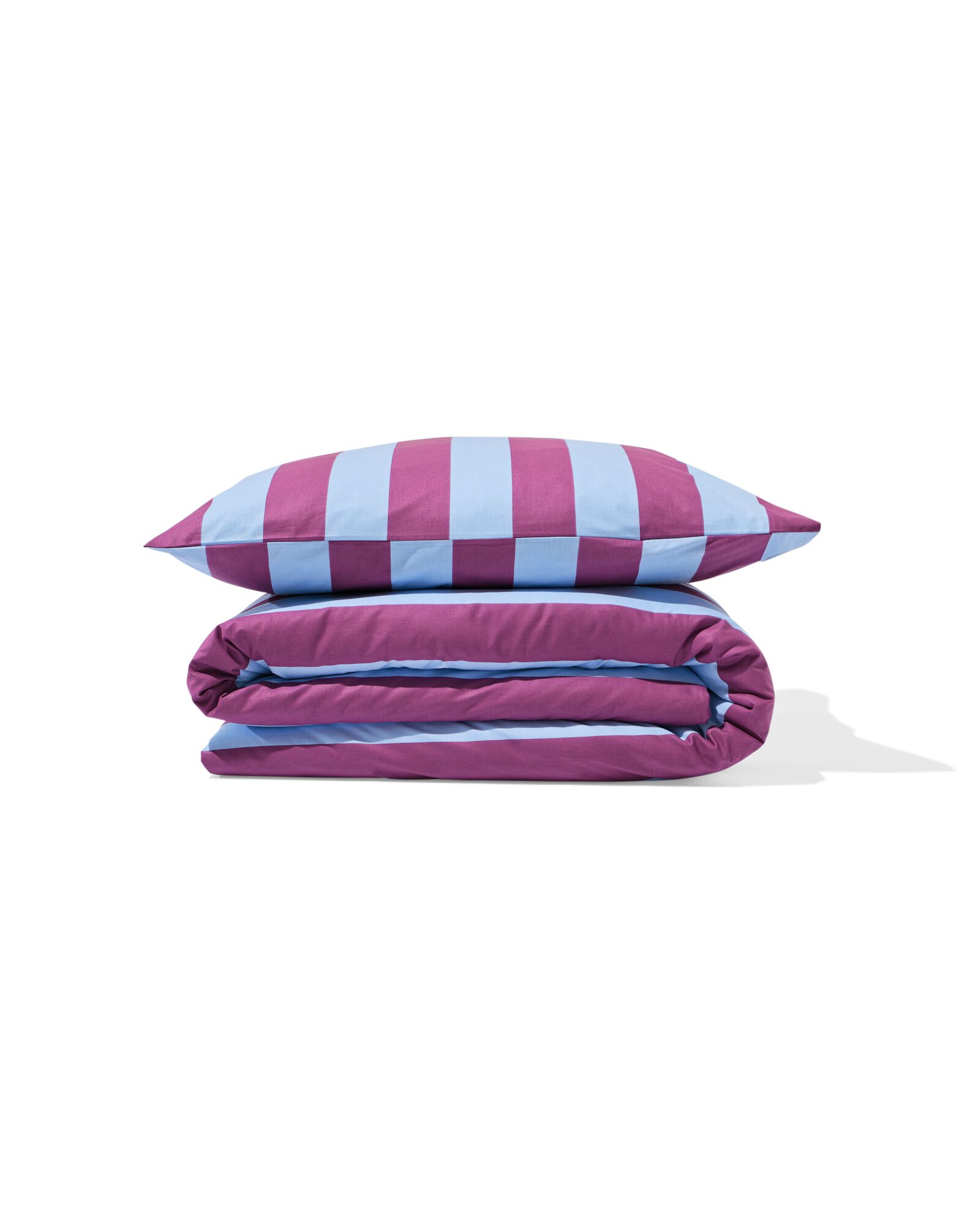 housse de couette 140x200/220cm coton doux ray&eacute; bleu-violet - 5720198 - HEMA