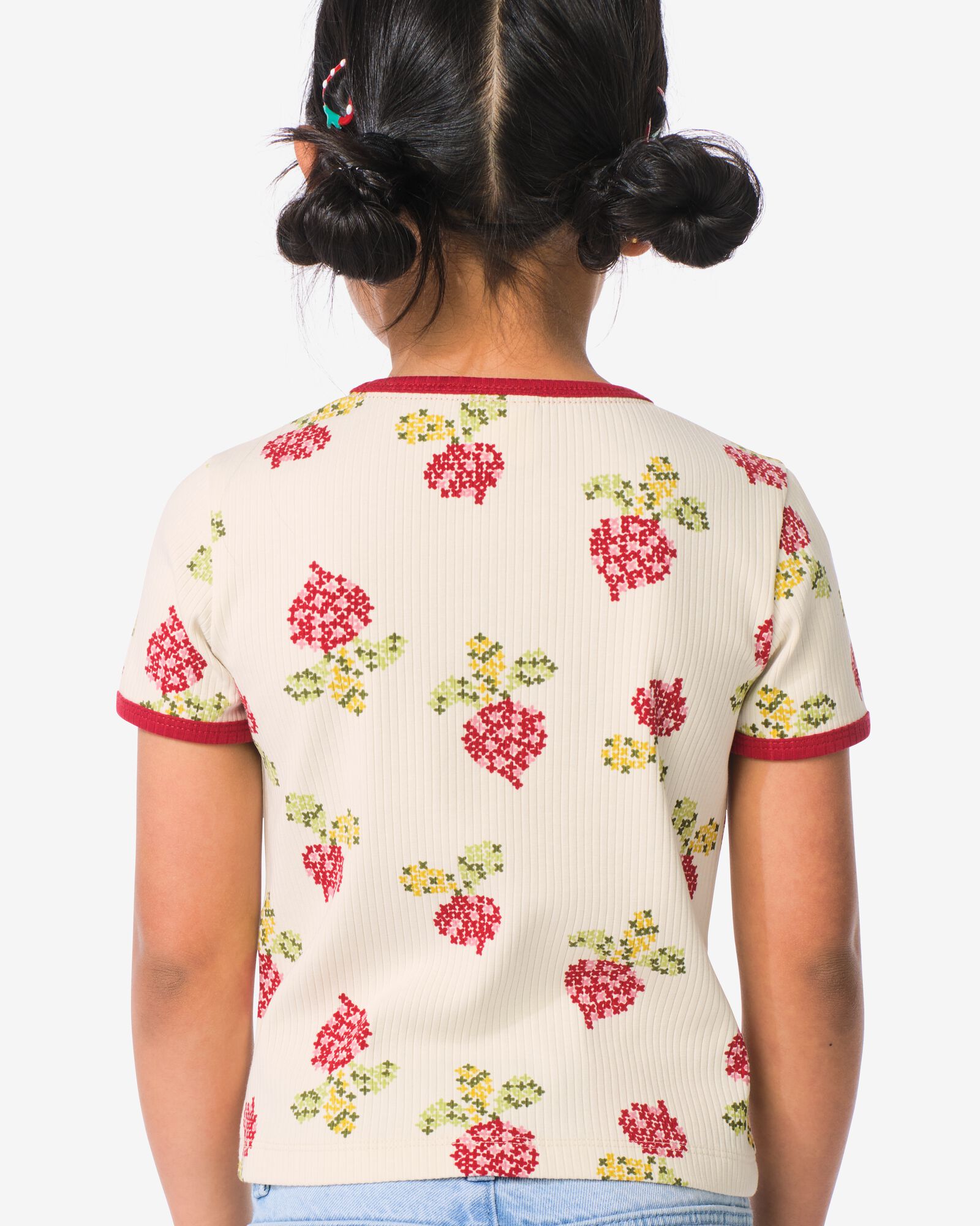 t-shirt enfant fleurs &eacute;cru &eacute;cru - 30872648ECRU - HEMA