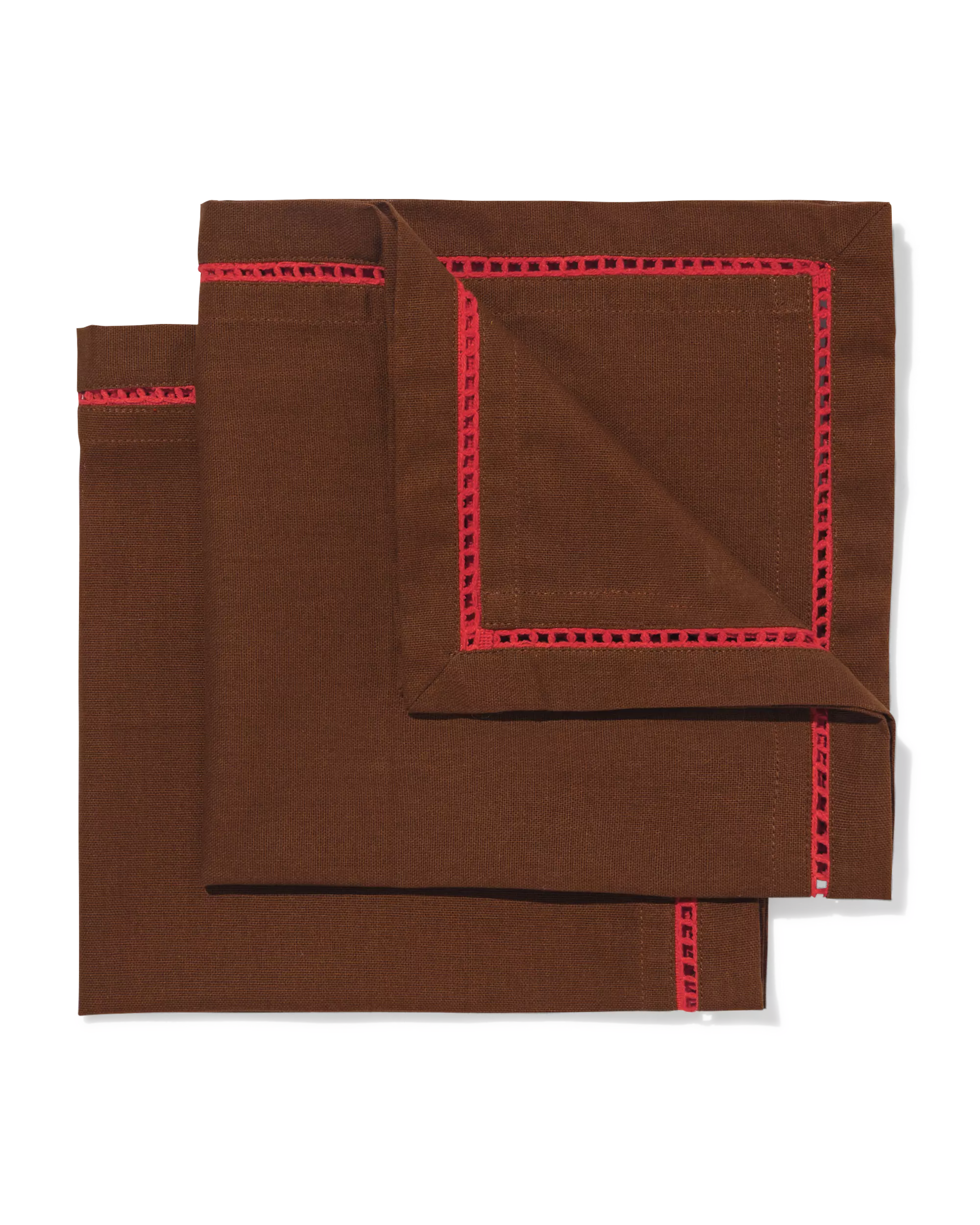 Servietten,47 × 47 cm, Baumwolle, braun-rot – 2 Stück
