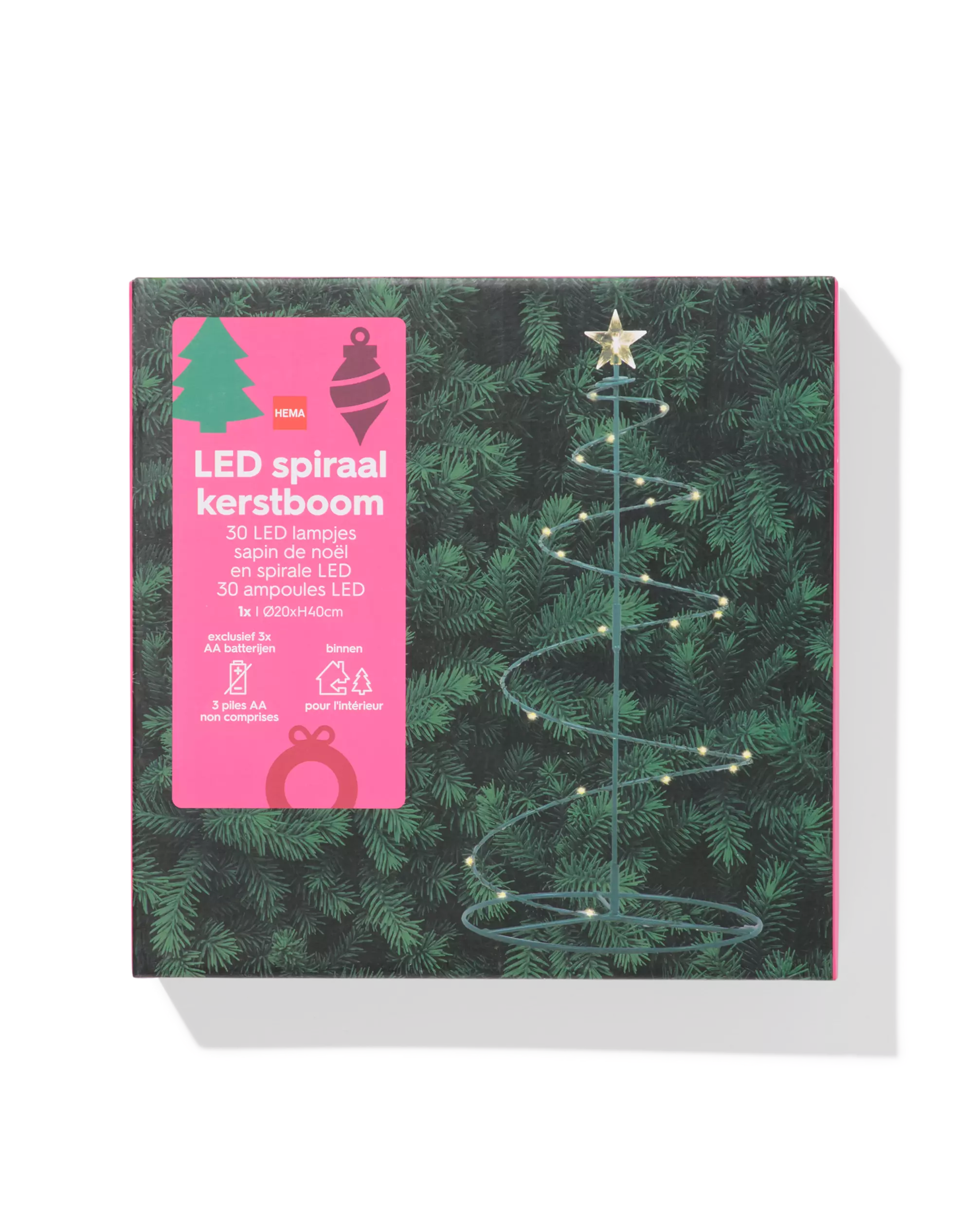 sapin de Noël ⌀20x40 cm spirale avec 30 lumières led 