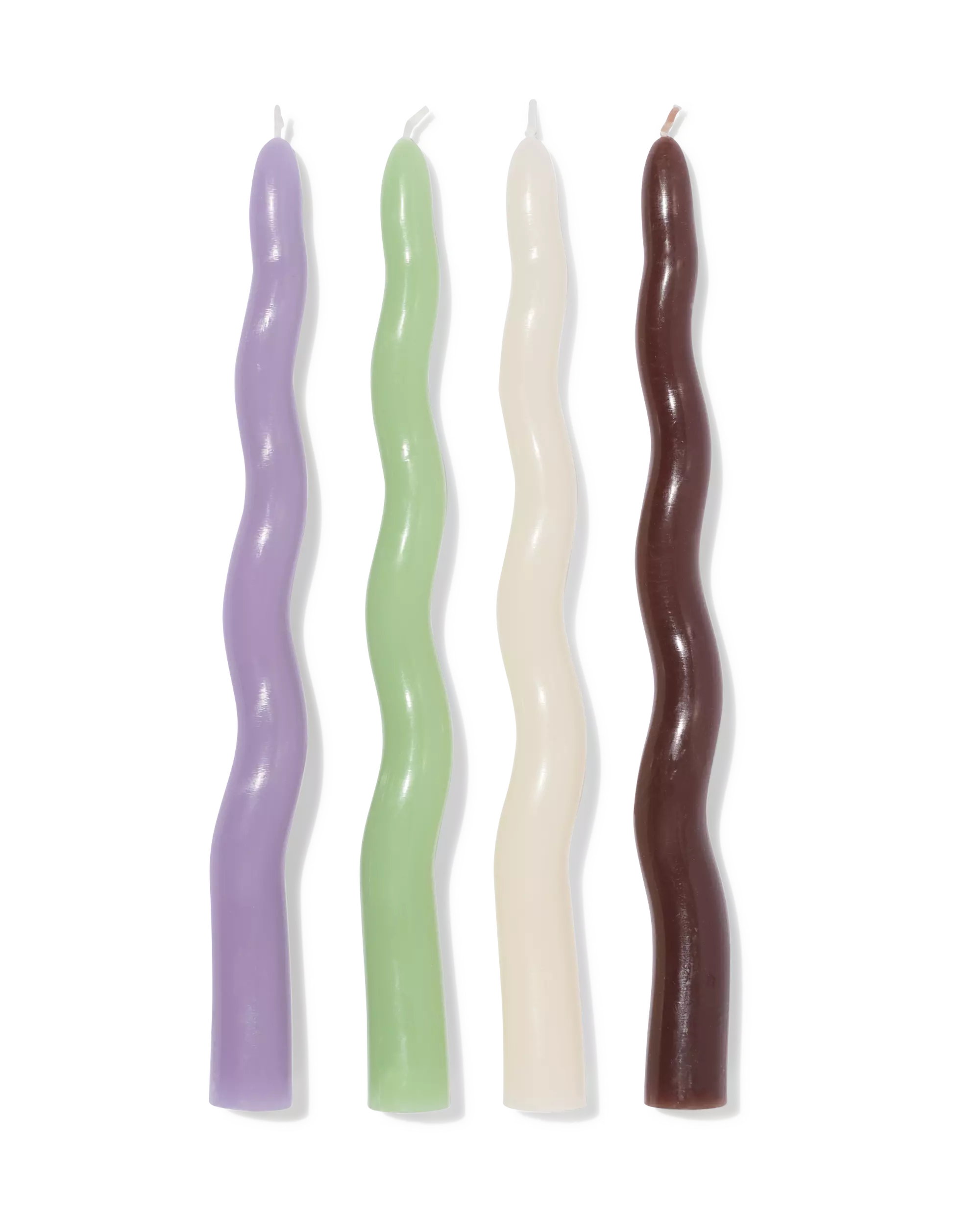 bougies longues ⌀2,2x25cm vague lilas-marron - 4 pièces