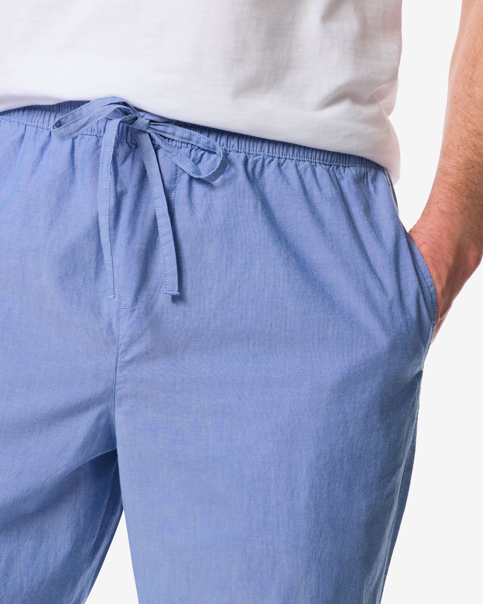 pantalon de pyjama homme Pepijn coupe droite popeline bleu moyen - 23686130MIDBLUE - HEMA