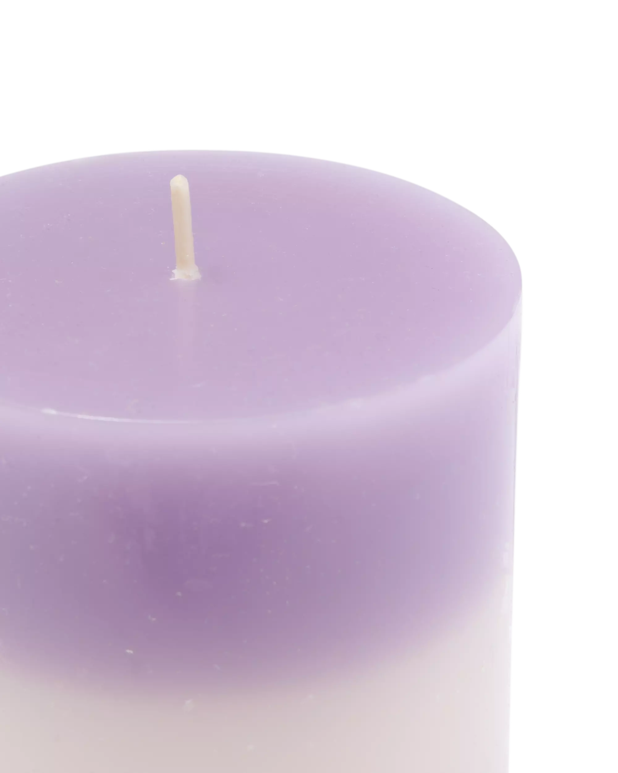 bougie cylindrique ⌀7x10cm rayures lilas-ivoire
