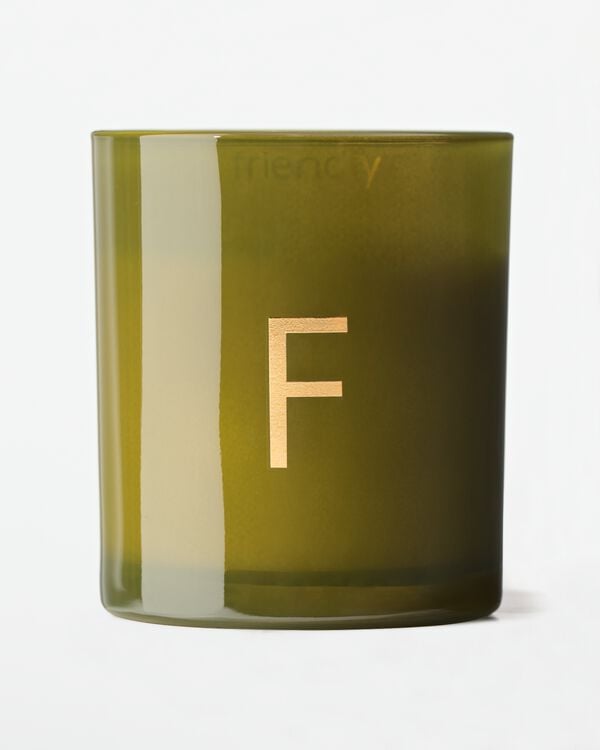 bougie en verre &Oslash;8x9cm lettre F F - 61102665F - HEMA