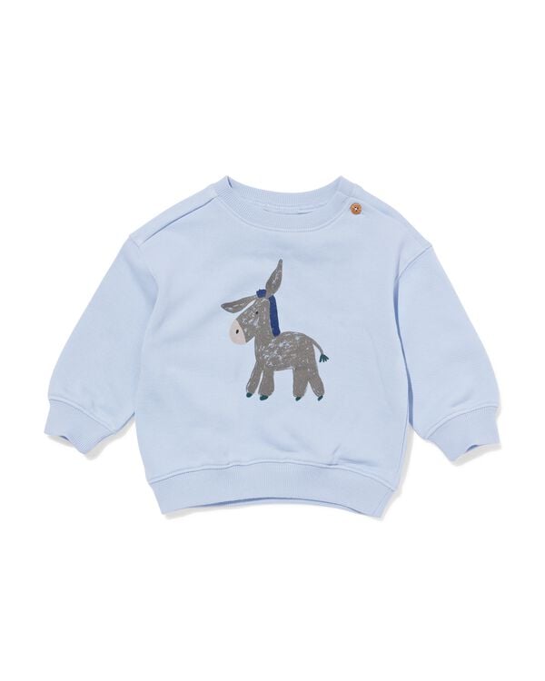 babytrui sweatstof ezels lichtblauw lichtblauw - 33113680LIGHTBLUE - HEMA