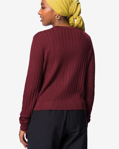 damesvest kabel bordeauxrood bordeauxrood - 36213880BURGUNDYRED - HEMA