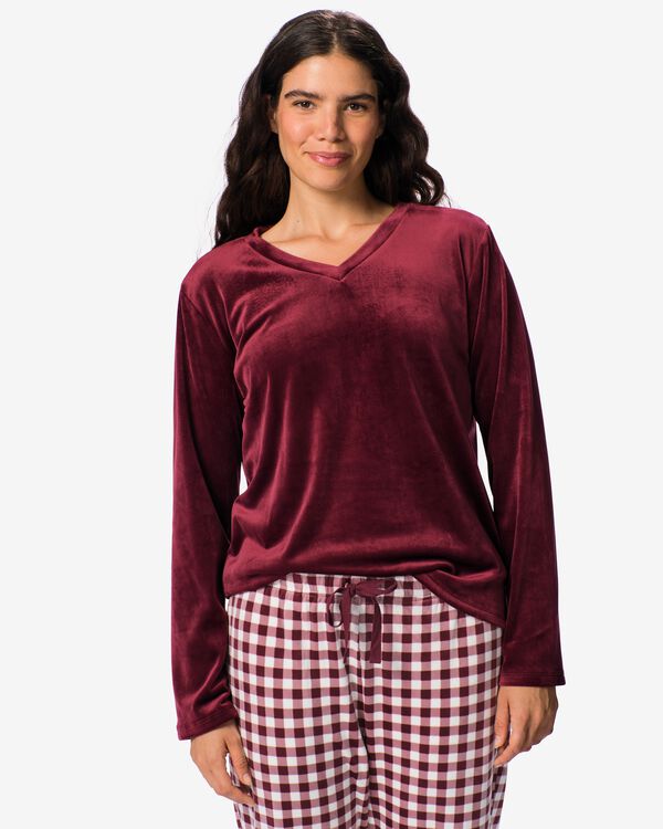 haut femme velours rouge fonc&eacute; rouge fonc&eacute; - 23401220DARKRED - HEMA