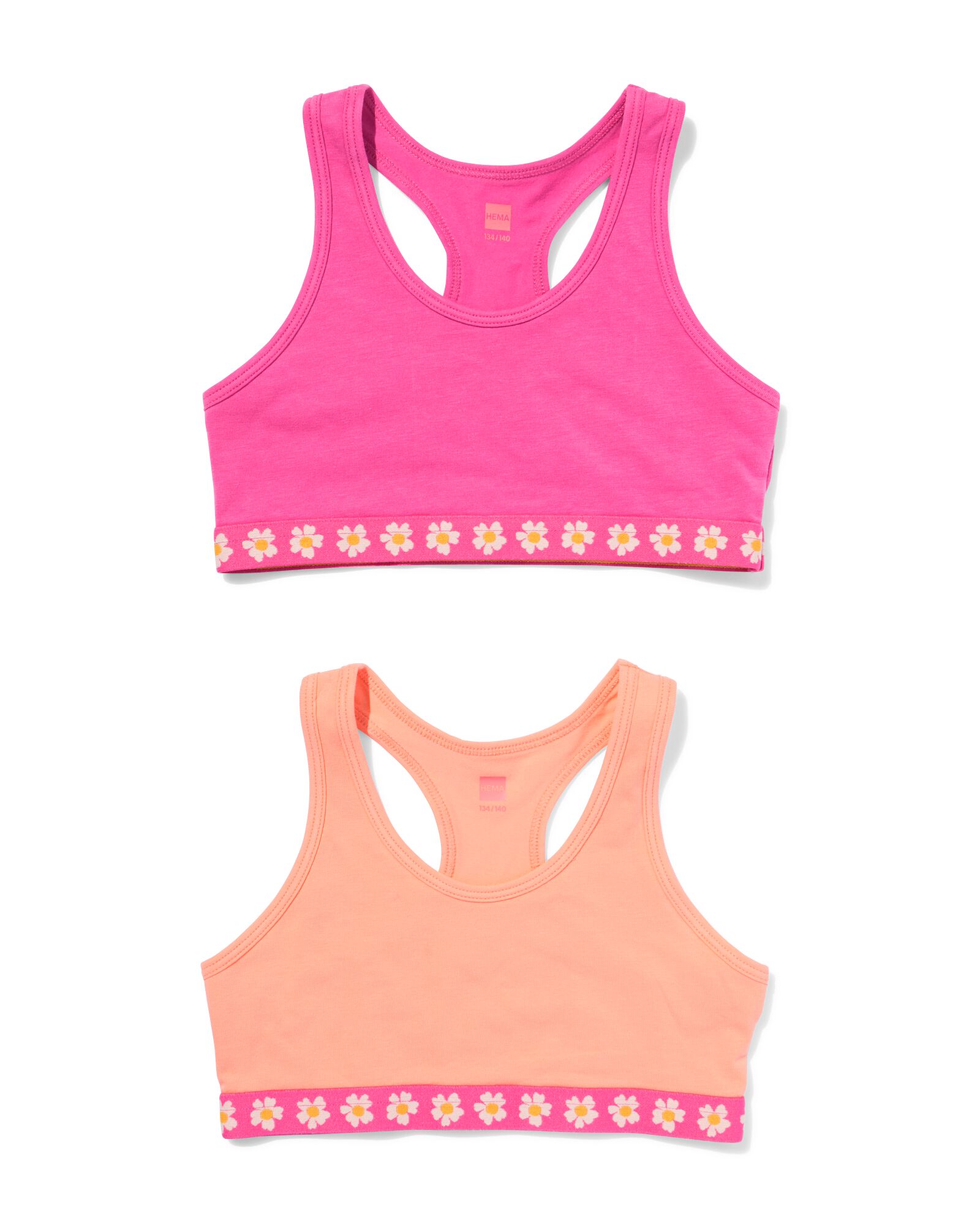 Kinder-Crop-Top Blumen &ndash; 2 St&uuml;ck pfirsich - 19302160PEACH - HEMA