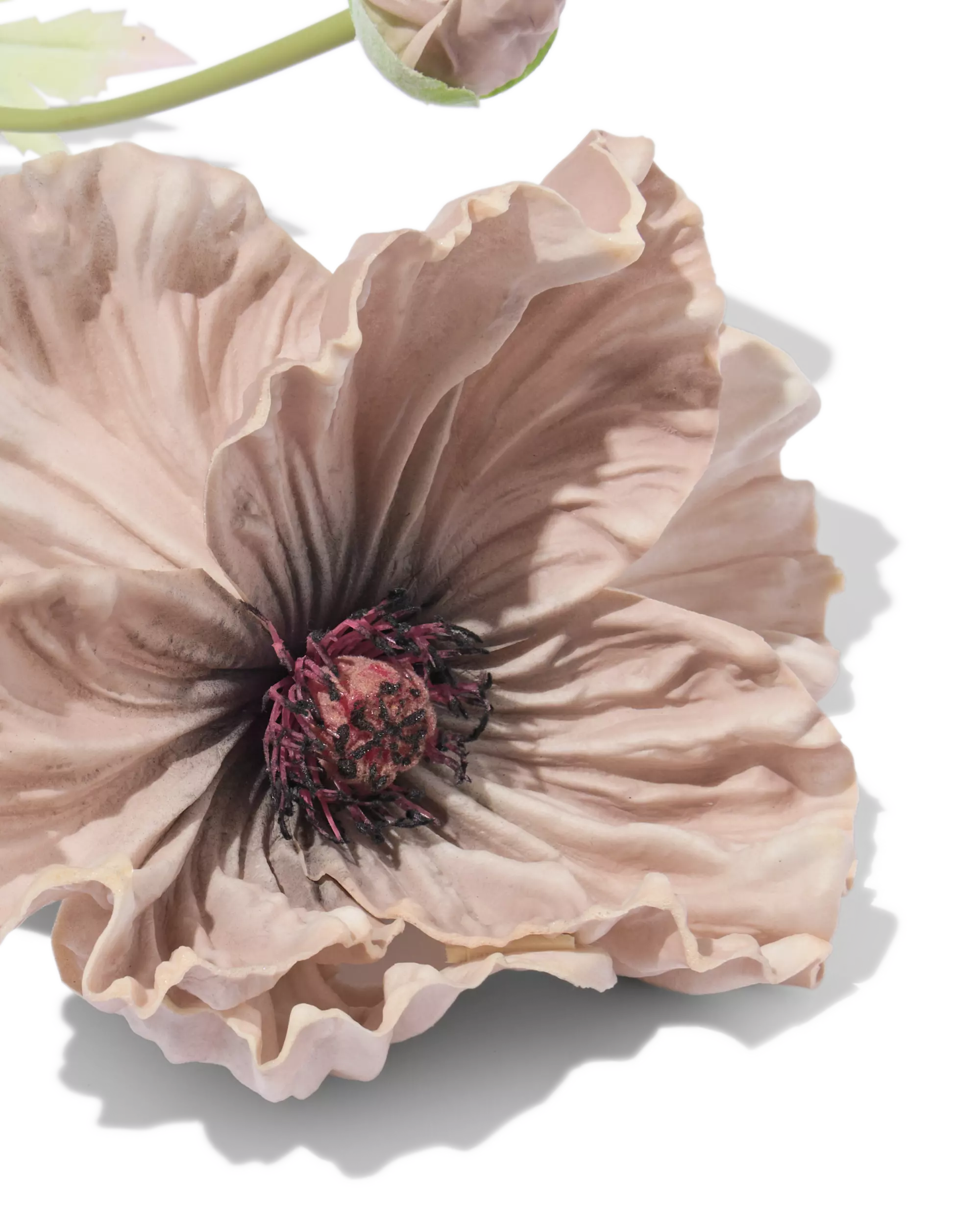 kunstbloem klaproos 55cm rubber oudpaars