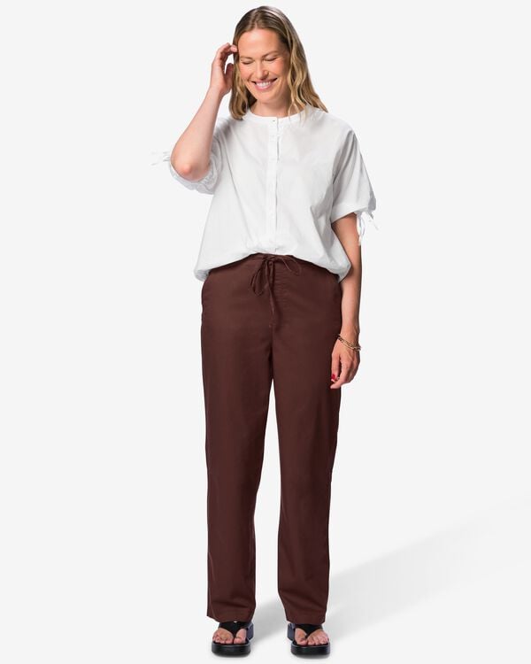 pantalon femme coupe d&eacute;contract&eacute;e jambe en tonneau marron marron - 36212270BROWN - HEMA