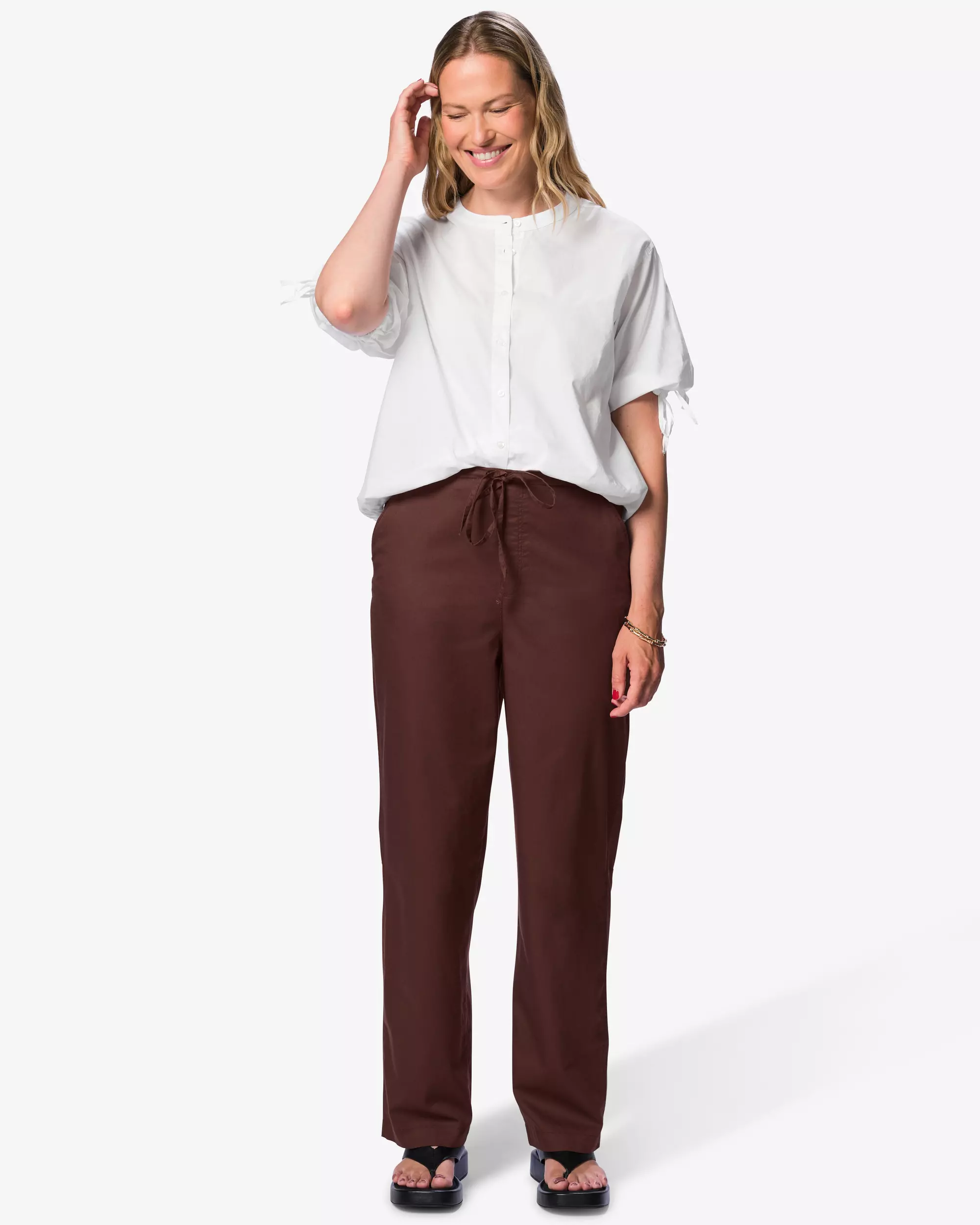 pantalon femme coupe décontractée jambe en tonneau