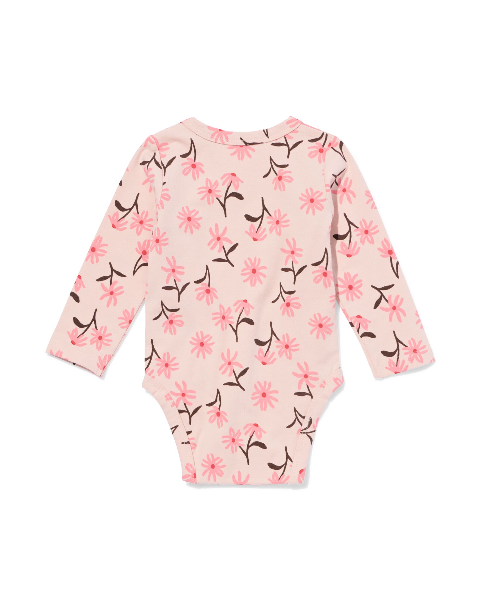 baby meegroei overslagbody rib bloemen roze roze - 33461520PINK - HEMA