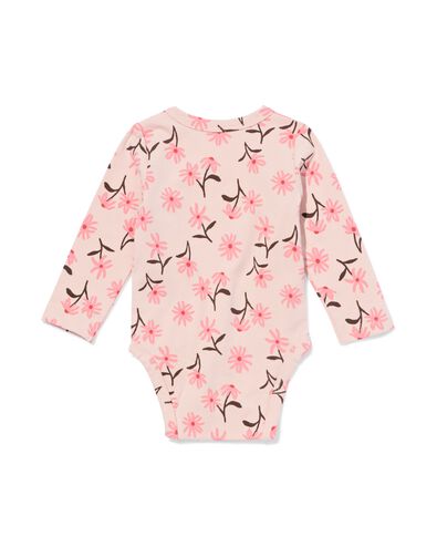 baby meegroei overslagbody rib bloemen roze roze - 33461520PINK - HEMA