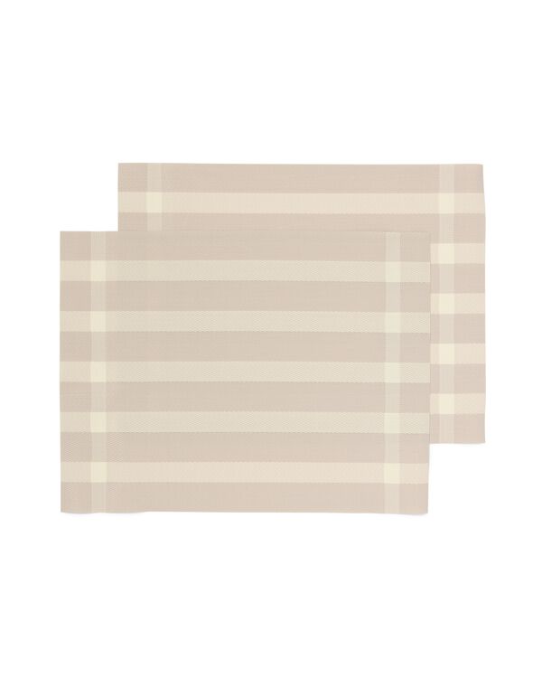 2 sets de table en plastique tiss&eacute; 35x45 beige &agrave; rayures - 5330288 - HEMA