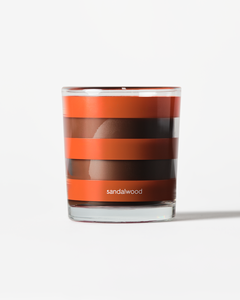 bougie parfumée ⌀7x8 cm verre rayures bois de santal