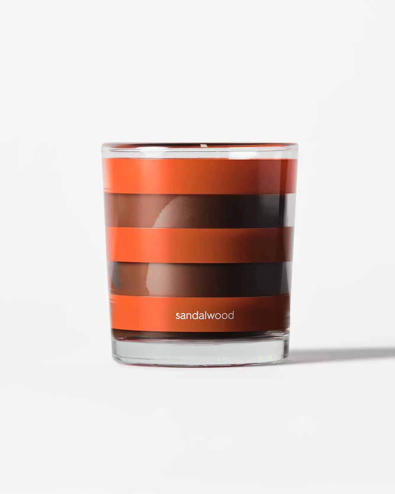 bougie parfumée ⌀7x8 cm verre rayures bois de santal