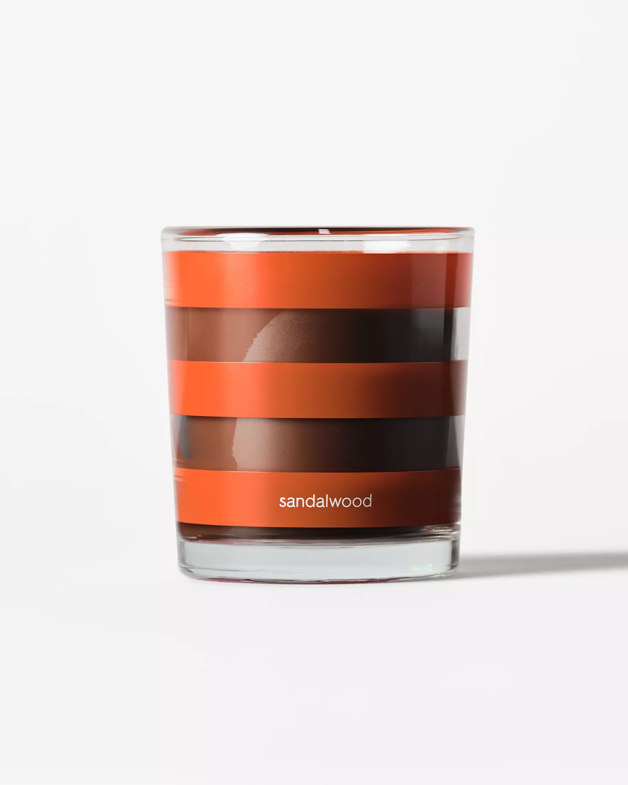 bougie parfumée ⌀7x8 cm verre rayures bois de santal 
