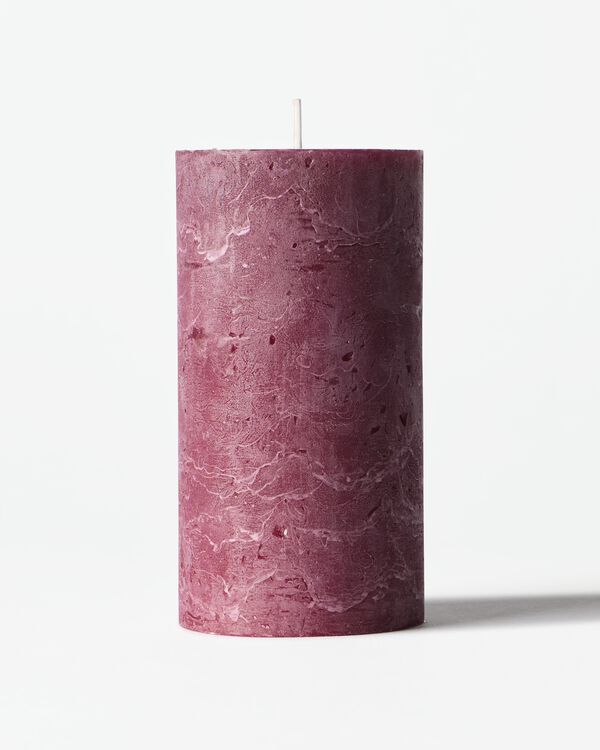 bougie cylindrique ⌀7x13cm rustique aubergine - 13504245 - HEMA