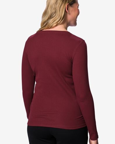 t-shirt femme c&ocirc;tel&eacute; coton bordeaux bordeaux - 36306190BURGUNDYRED - HEMA