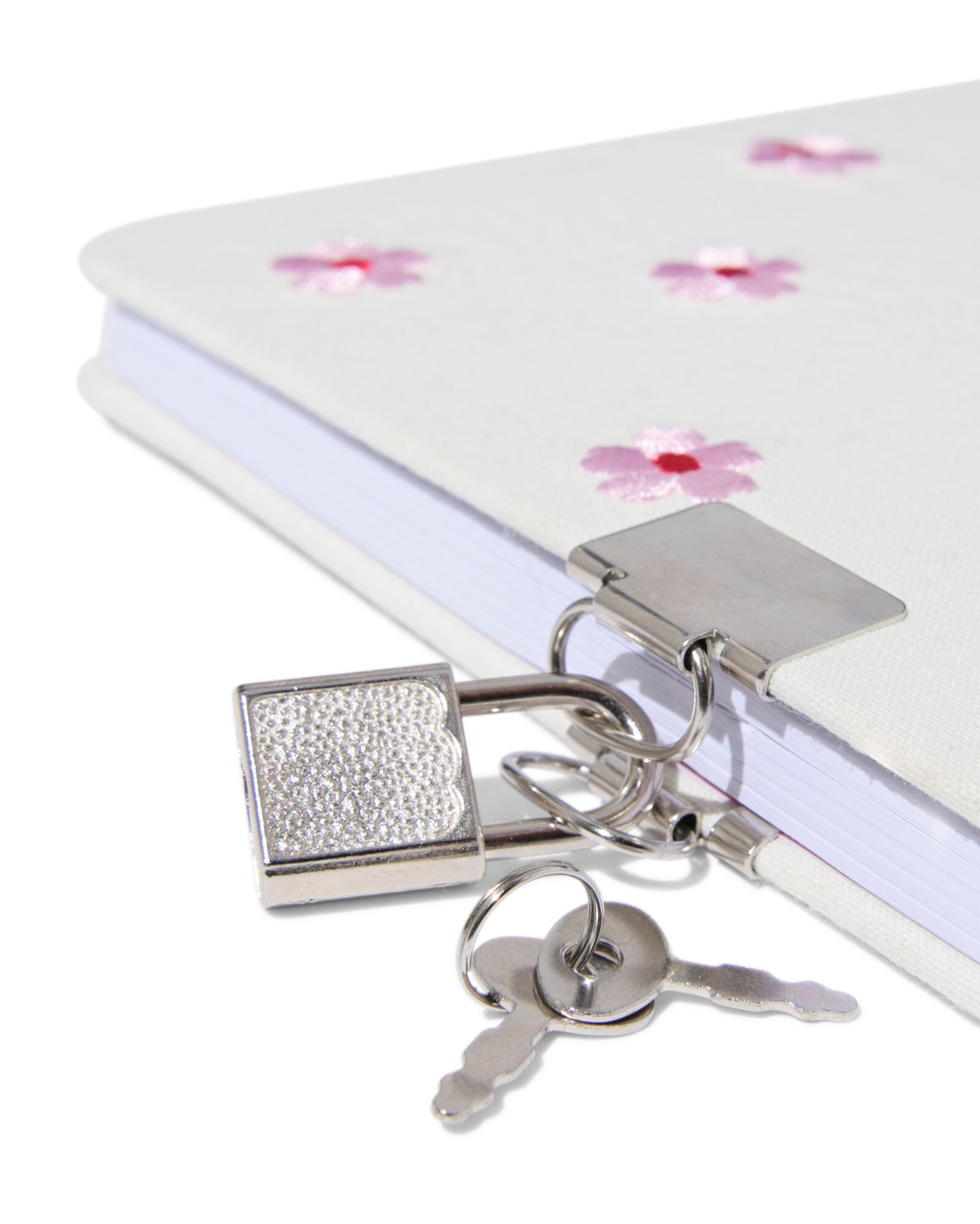 Tagebuch 21,2 &times; 15 cm Schloss Stickerei Blumen - 61104529 - HEMA