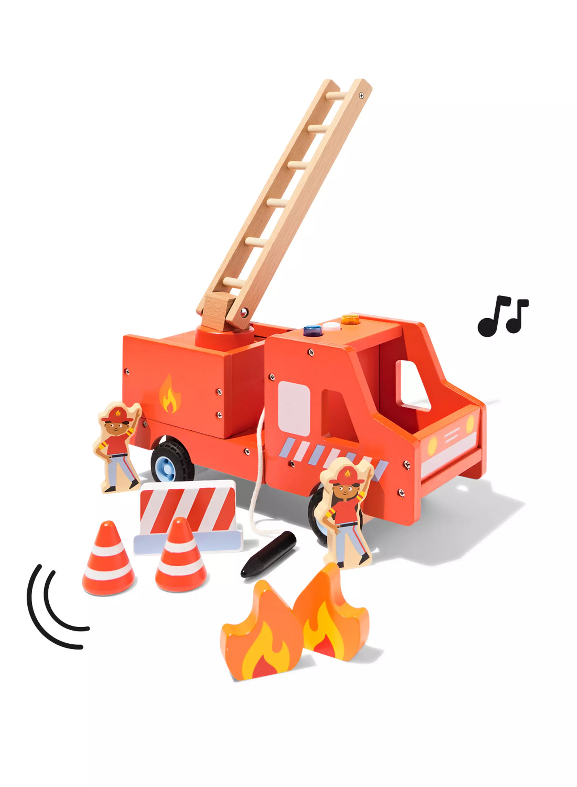 camion de pompiers 27x16x13cm bois
