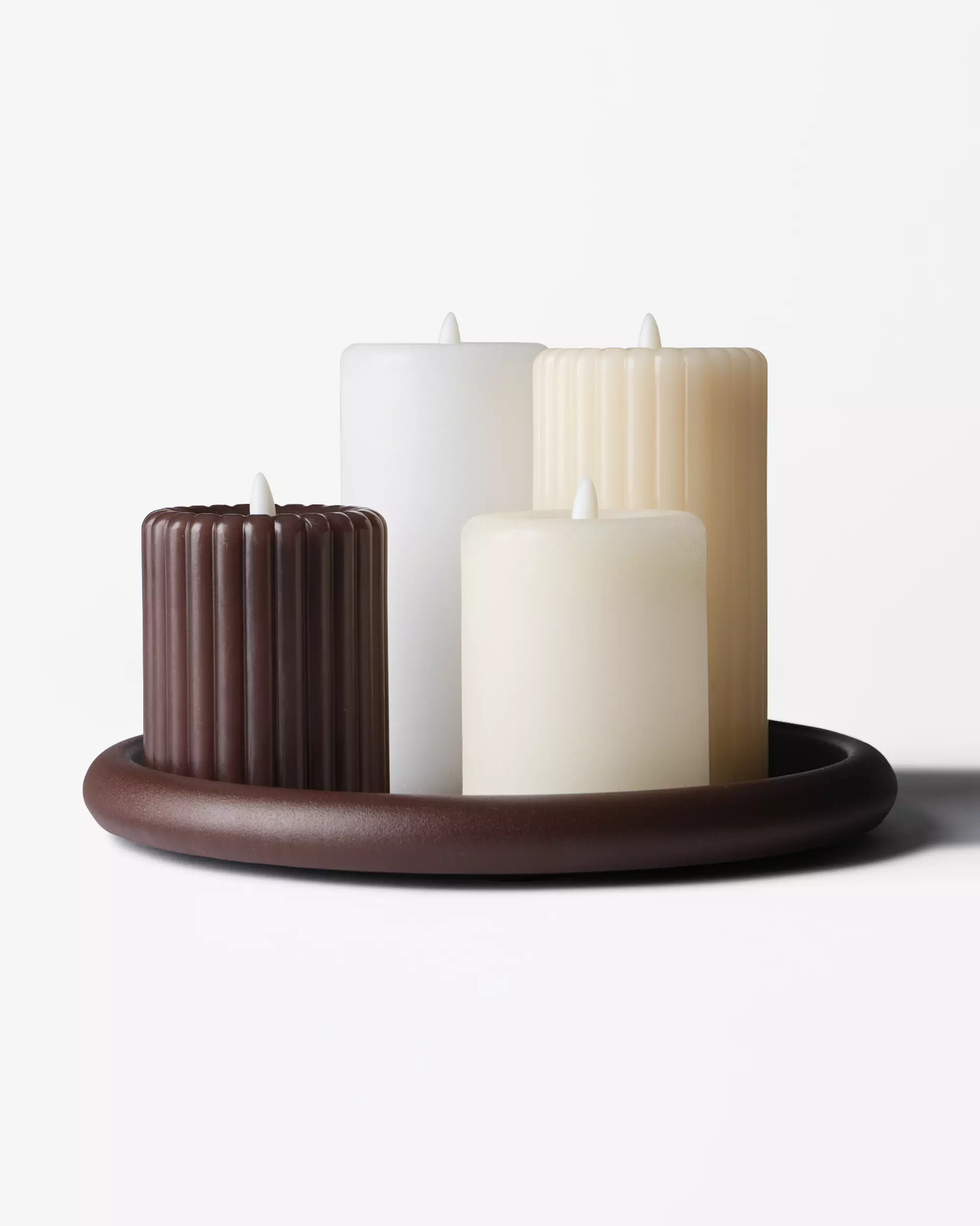 bougie cylindrique led ⌀7,5 x 10 cm rustique ivoire